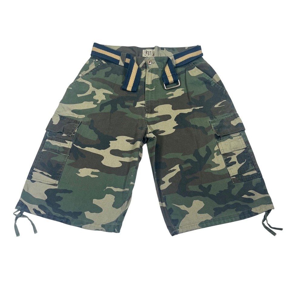 BTL Woodland Camouflage Cargo Shorts Baggy Rap Lil Wayne Weezy Gorpcore  Sz 34